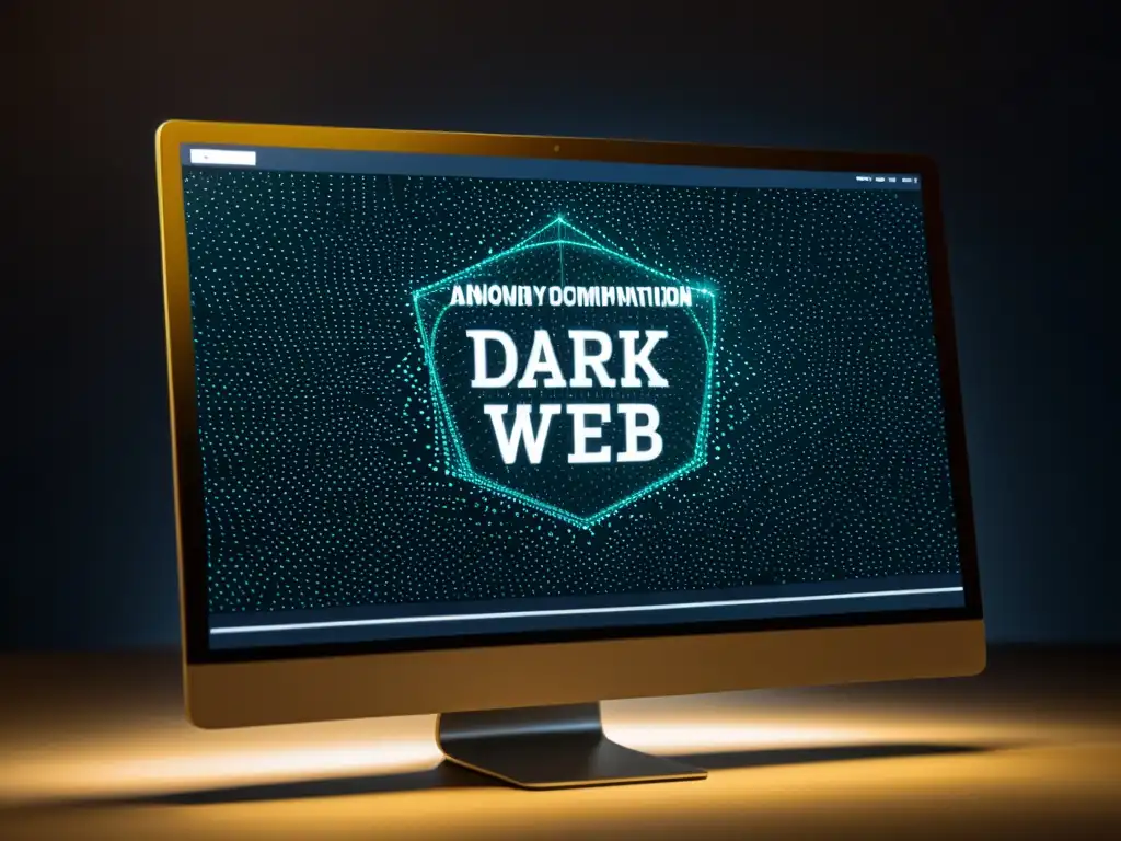 Mercado en la dark web con interfaz moderna y segura, usuarios anónimos y patrones criptográficos, evocando misterio y sofisticación