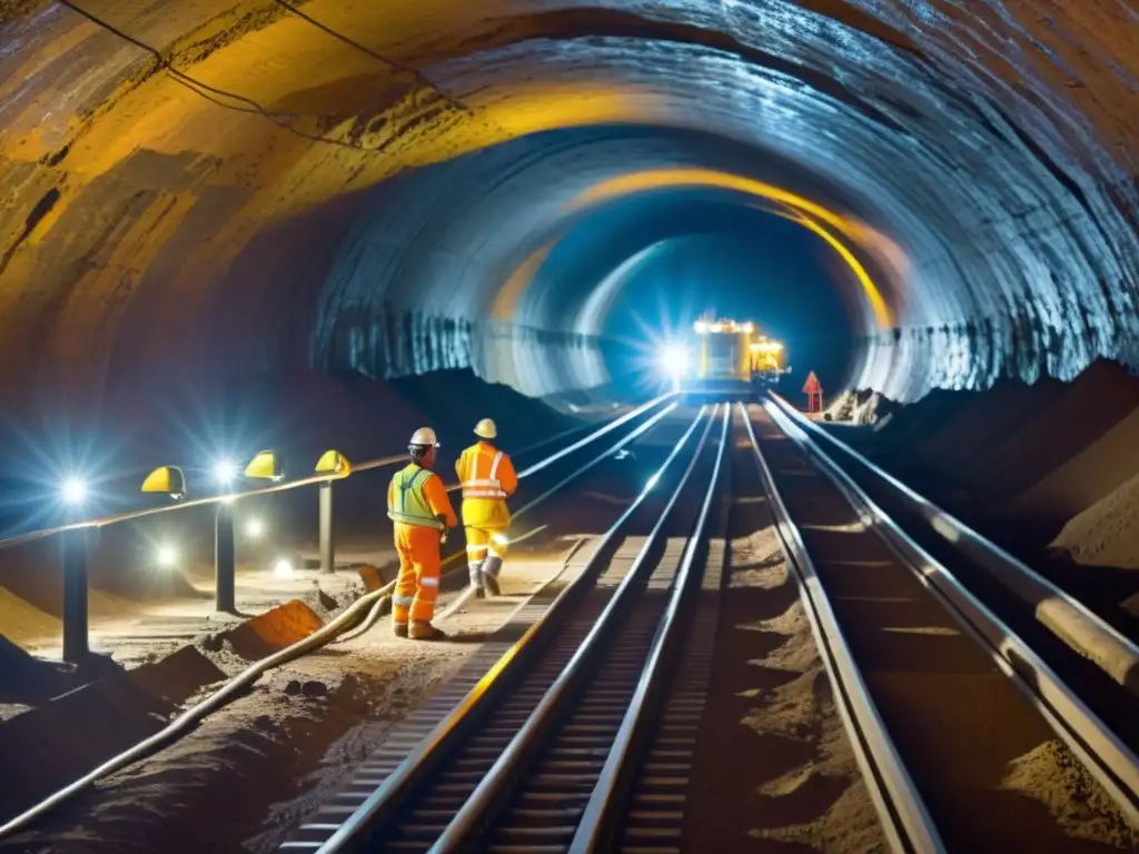 Minería subterránea moderna con IoT en uso, destacando innovación, eficiencia y seguridad