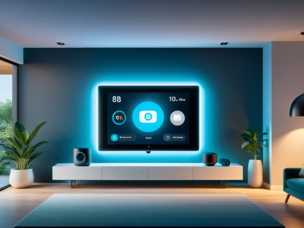 Una moderna casa inteligente que muestra dispositivos IoT interconectados