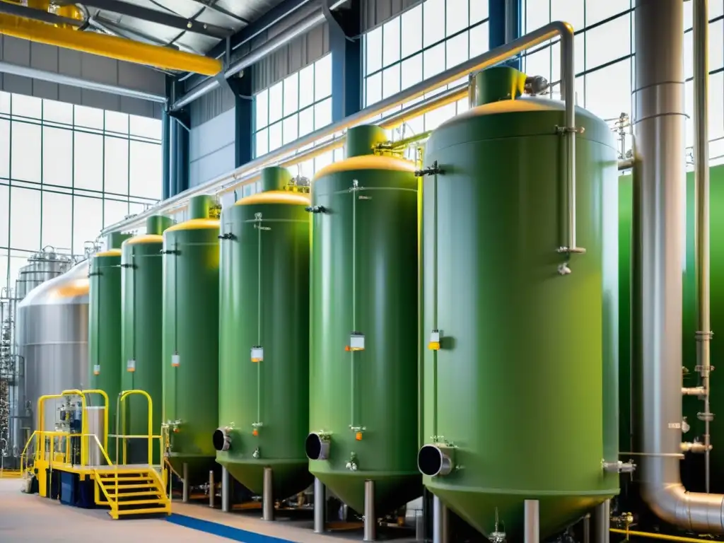Una moderna planta de producción de biodiésel, reflejando precisión y sostenibilidad