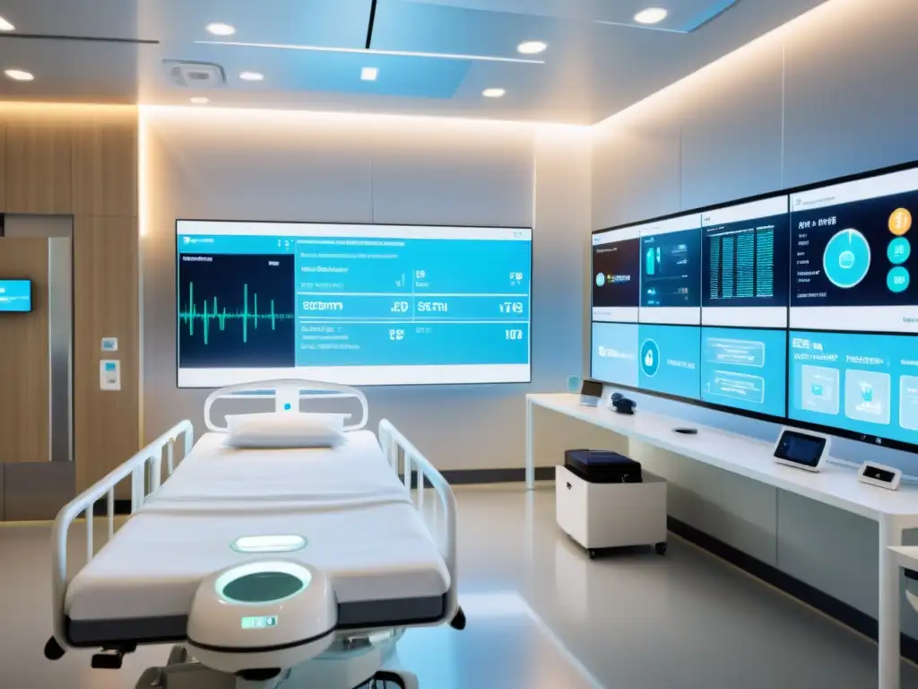 Moderno hospital con tecnología IoT e inteligencia artificial para detección precoz de enfermedades