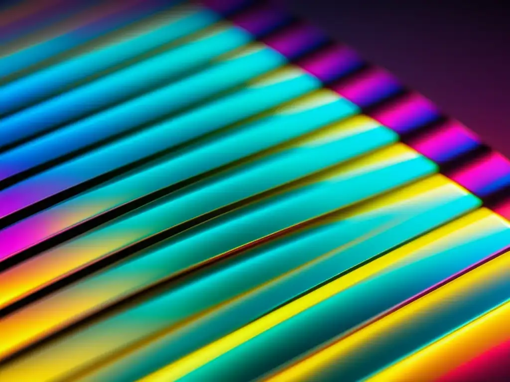 Un nanomaterial piezoeléctrico en vibración, con una estructura intrincada y colores vibrantes, proyecta la tecnología futurista