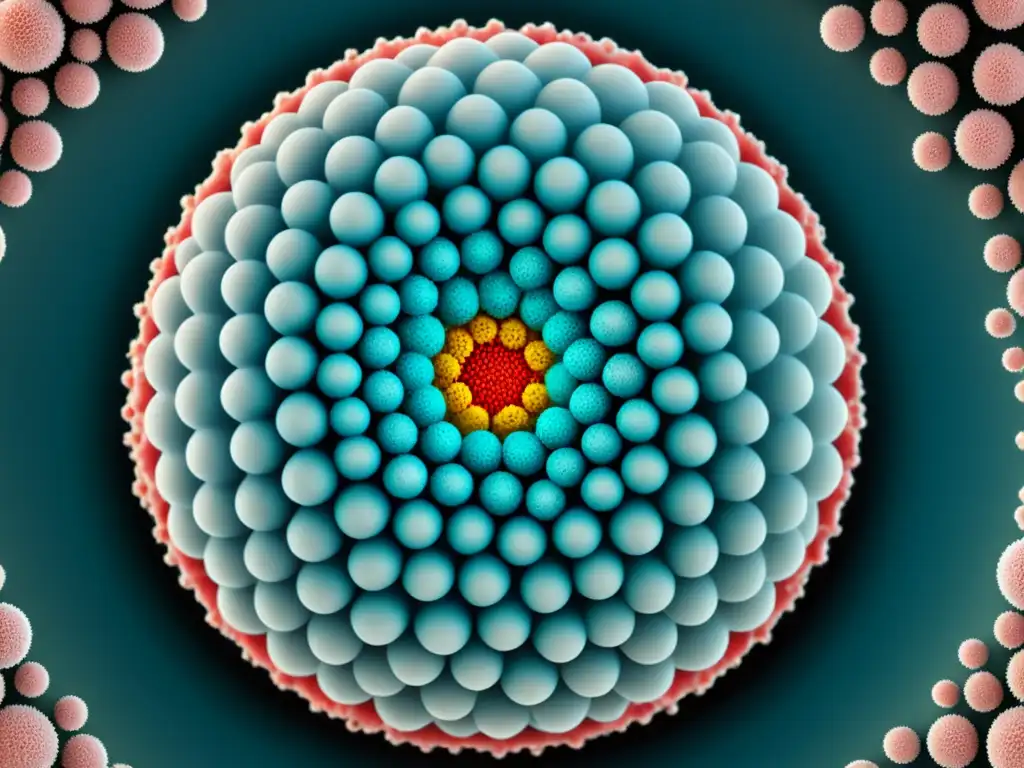 Nanopartículas para entrega de fármacos: Detallada imagen de nanopartícula esférica azul con poros para encapsular moléculas