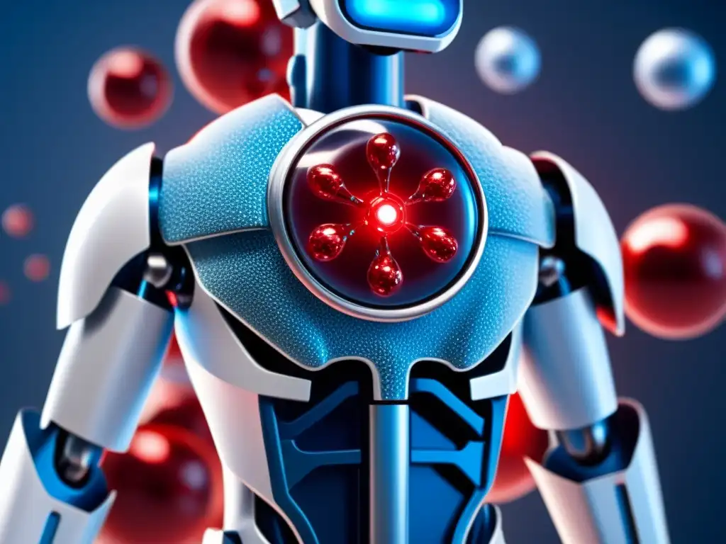 Un nanorrobot de diseño moderno y elegante navega por el torrente sanguíneo, entregando medicamentos con precisión a células específicas