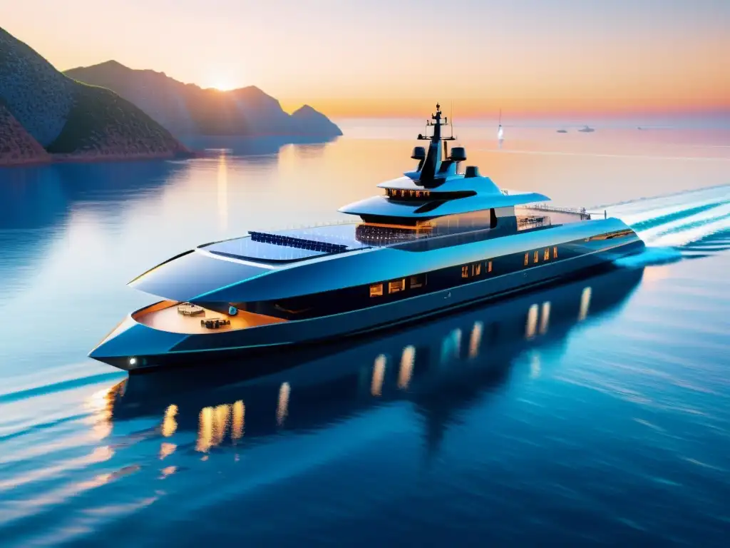 Barco ecofriendly 5G navegando en aguas cristalinas Navío ecoamigable con tecnología 5G navegando en aguas cristalinas, transformando la industria naval con innovación sostenible