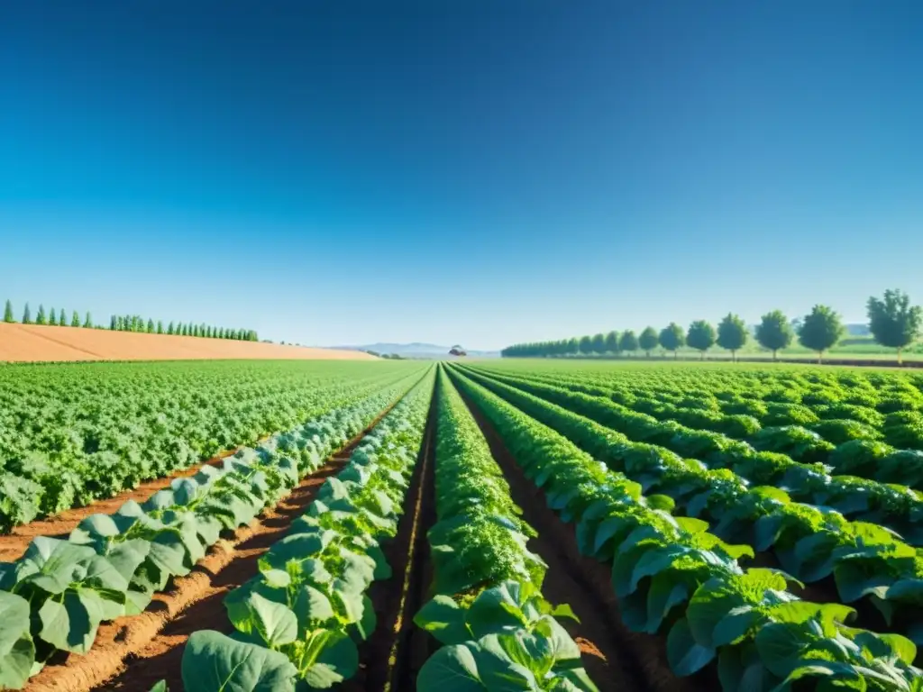 Un paisaje agrícola exuberante y sostenible con tecnología IoT integrada en la agricultura ecológica