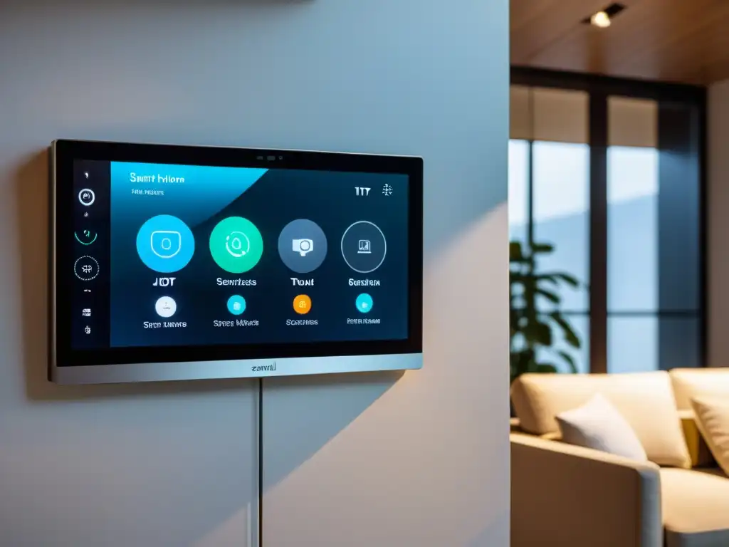Panel de control de hogar inteligente, personalización dispositivos inteligentes IoT en ambiente sofisticado y futurista