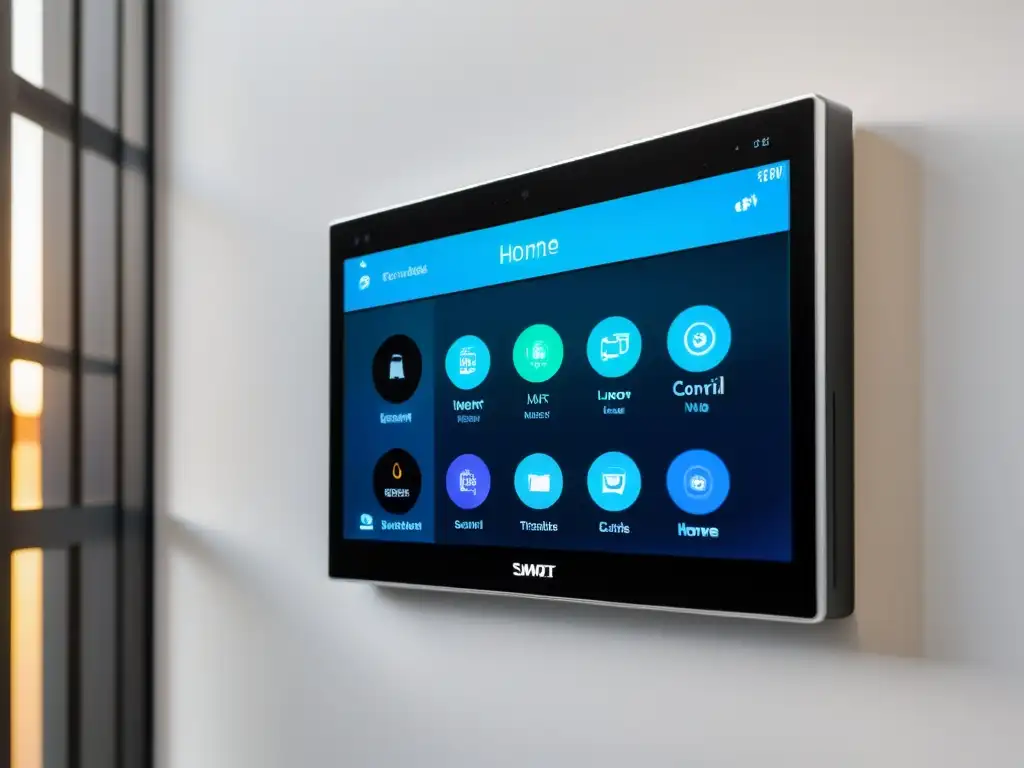 Panel de control inteligente para hogar con IoT, ambiente futurista y moderno