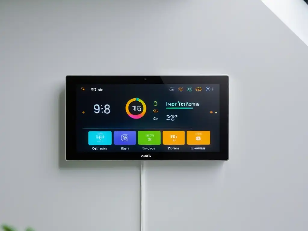 Panel de control inteligente para el hogar con pantalla táctil, integración de IoT para seguridad en interfaces de IoT en un espacio moderno