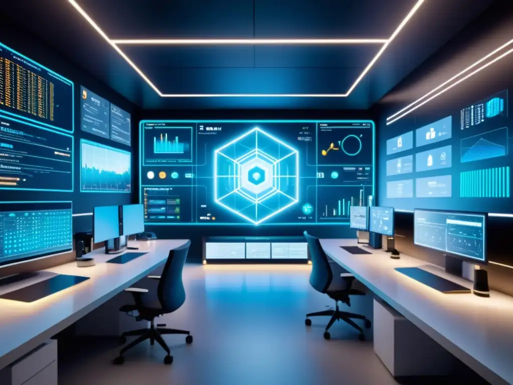 Red de dispositivos IoT de última generación en laboratorio futurista Una red de dispositivos IoT interconectados recopila y analiza datos de salud en un laboratorio futurista de alta tecnología, destacando el papel vanguardista del Big Data y el IoT en la epidemiología de la salud