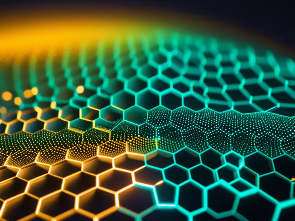 Nanocables Futuristas: Innovación Energética Red de nanocables brillantes en patrón futurista, evocando innovación en almacenamiento de energía con nanocables