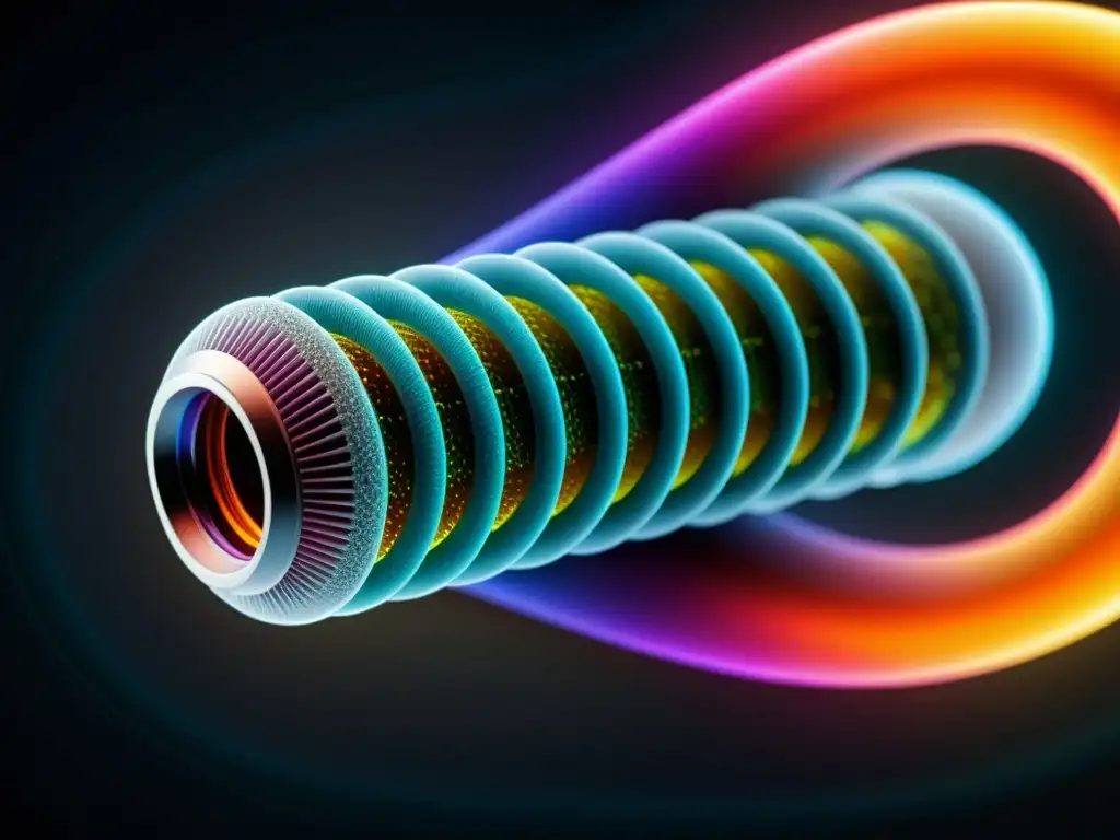 Nanotubo de carbono: detalle atómico impresionante Una representación detallada a nivel atómico de un nanotubo de carbono, mostrando su estructura cilíndrica y detalles atómicos