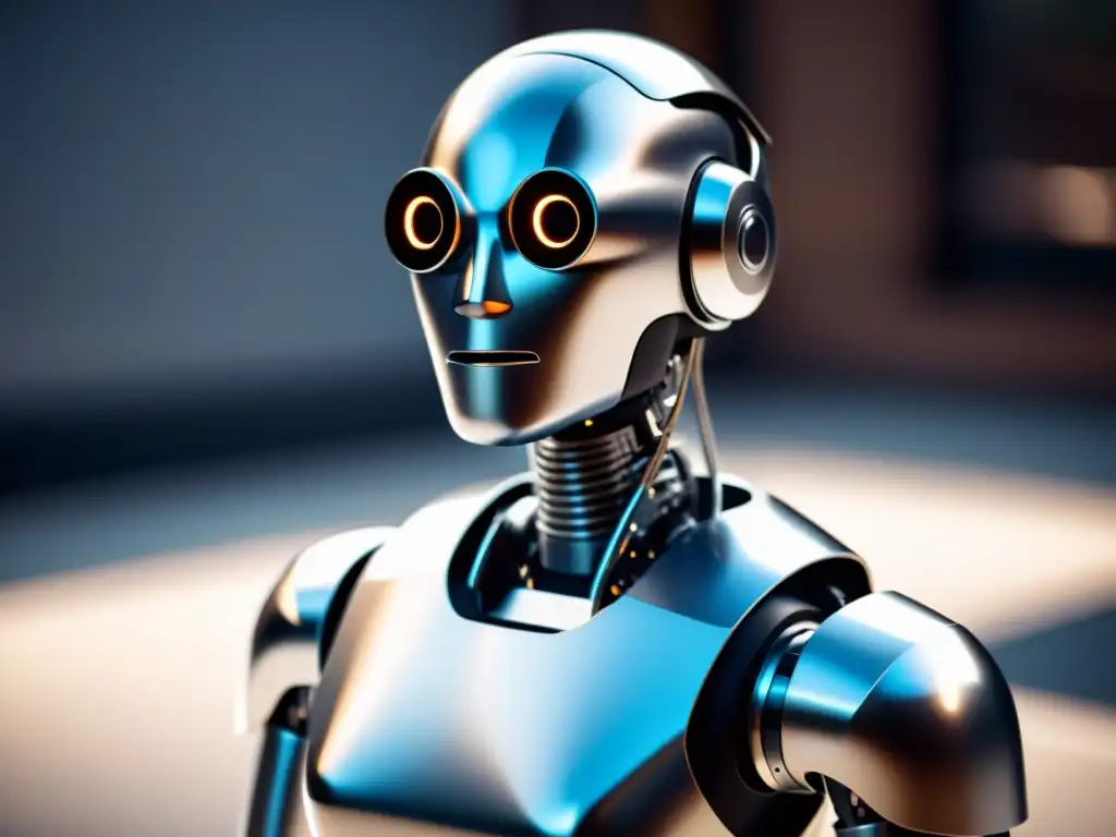 Un robot moderno interactúa con personas diversas, mostrando empatía