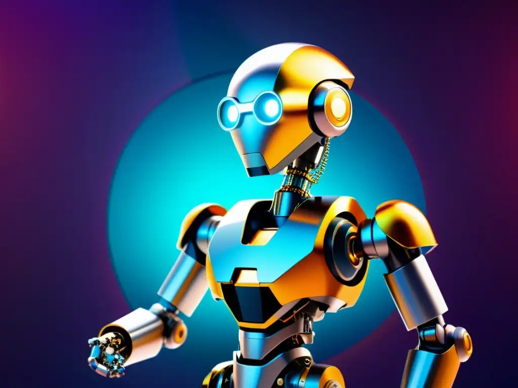 Robot molecular de alta precisión en acción Un robot molecular de alta tecnología en acción, con componentes nanométricos complejos trabajando juntos
