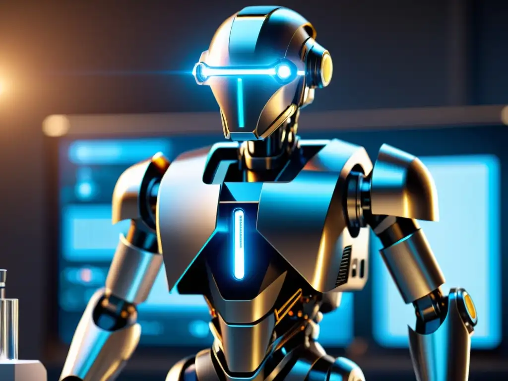 Nanorobot molecular futurista en laboratorio de vanguardia Un robot molecular futurista en un laboratorio avanzado, representa las tecnologías emergentes en robots moleculares