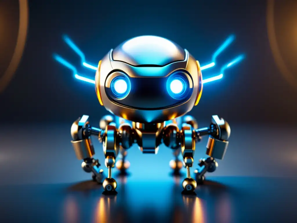 Nanorobot molecular futurista: innovación tecnológica en detalle Un robot molecular futurista rodeado de nanobots y energía brillante, en un escenario de innovación tecnológica