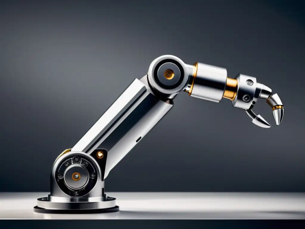 Robótica colaborativa en la industria manufacturera: brazo robótico manipulando con precisión en un entorno industrial moderno y futurista