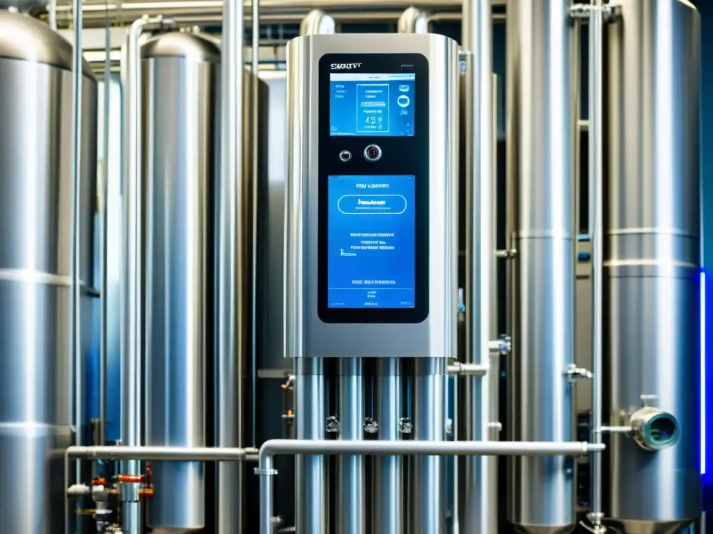 Un sistema de purificación de agua de vanguardia en una instalación moderna, transmitiendo tecnologías emergentes y hidratación sostenible