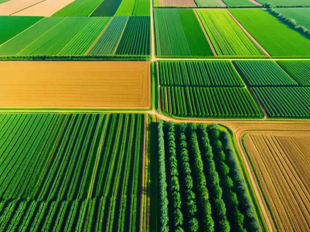 Sistemas autónomos tecnología agrícola: Campo moderno con maquinaria autónoma trabajando en armonía, bajo el cálido sol