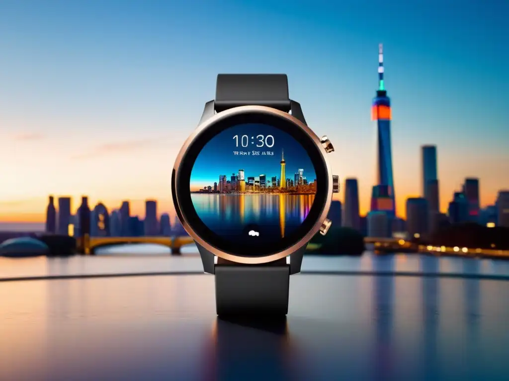 Un smartwatch moderno con diseño minimalista y pantalla personalizable