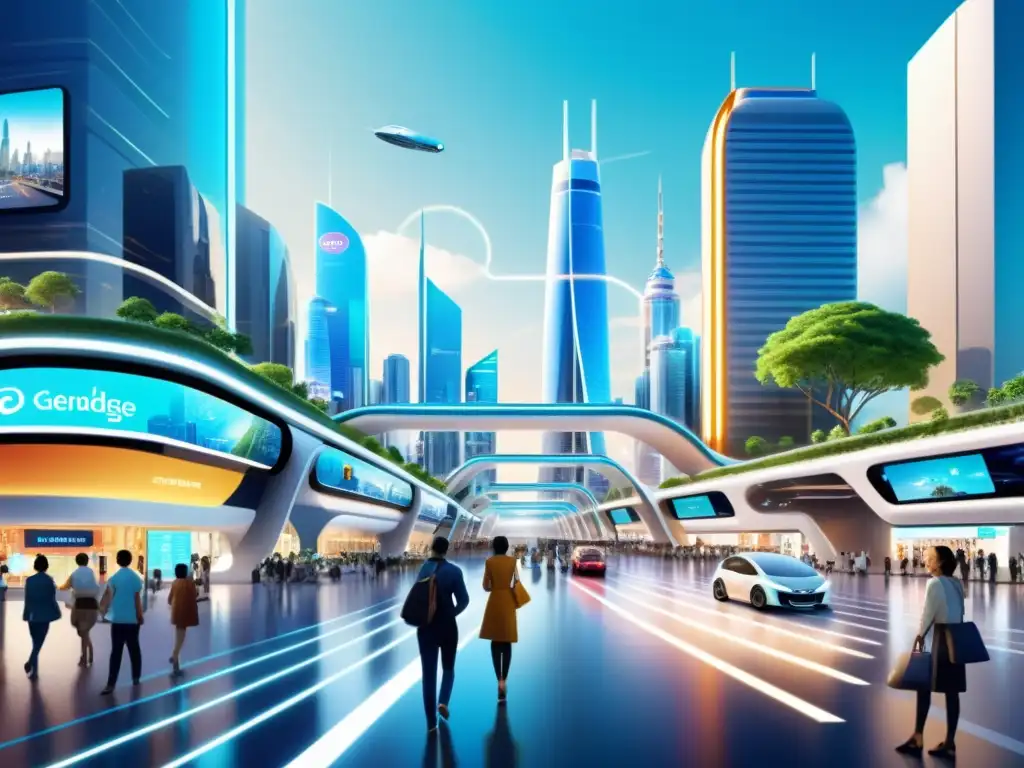 Vibrante ciudad futurista con turismo inteligente con 5G, tecnología de vanguardia y arquitectura moderna