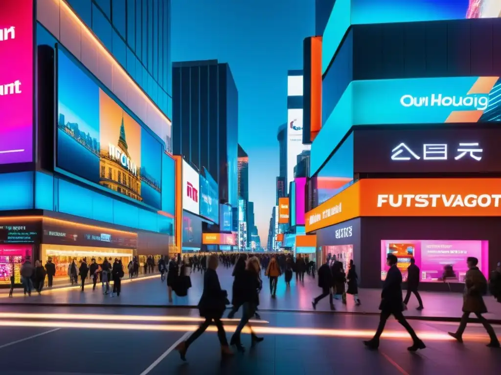 Vibrante ciudad nocturna con luces de neón y tecnología futurista