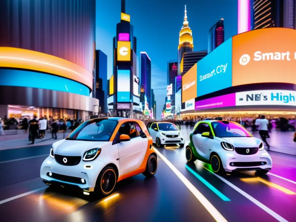Vibrante ciudad nocturna con tecnología 5G