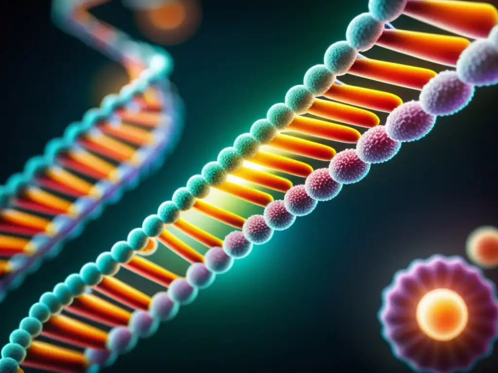 Vibrante edición genética CRISPR mostrando precision en la modificación de ADN en una célula