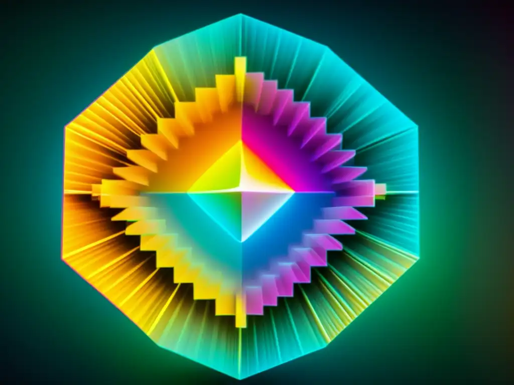 Nanoestructura fotónica: Belleza y potencial innovador Vibrante nanoestructura fotónica resplandece bajo microscopio electrónico, revelando potencial en tecnologías emergentes