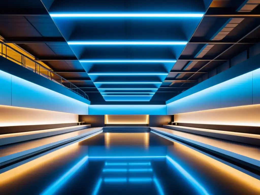 Instalación industrial futurista con IoT integrado Vista panorámica de una instalación industrial futurista con dispositivos IoT integrados, creando un ambiente dinámico y de alta tecnología