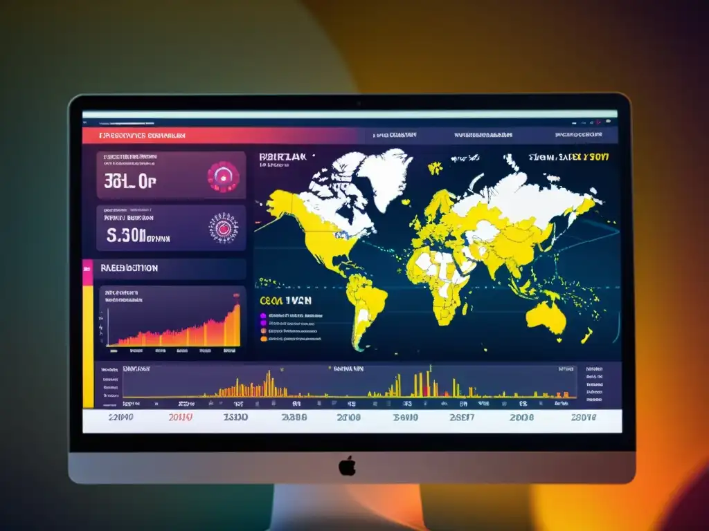 Visual futurista de sistema predictivo con inteligencia artificial para epidemias